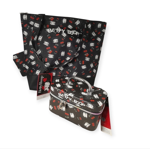 Betty Boop 2pc Cherry Print Tote with Mini Cosmetic Case - Picture 13 of 13